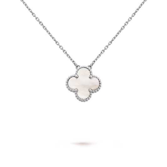 FORTUNE CLOVER NECKLACE | WHITE/SILVER