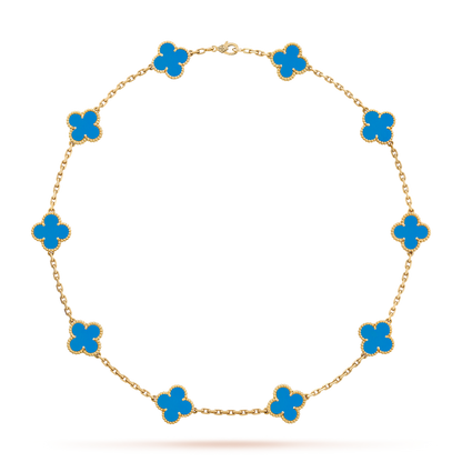 LUXURIOUS CLOVER NECKLACE 10 MOTIFS - BLUE