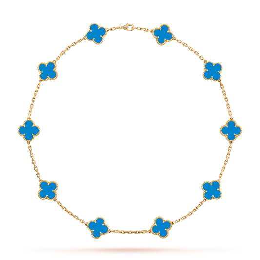 LUXURIOUS CLOVER NECKLACE 10 MOTIFS - BLUE