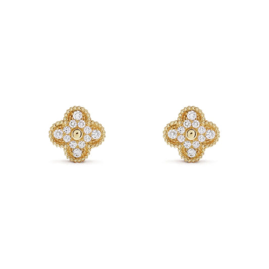 FORTUNE CLOVER EARRINGS | CUBIC ZIRCONIA/GOLD