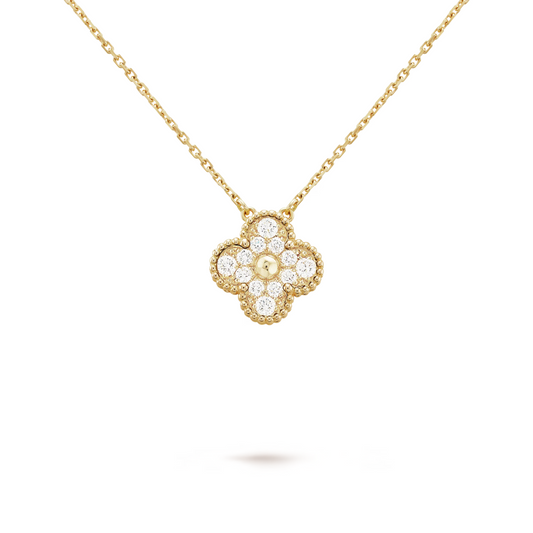 FORTUNE CLOVER NECKLACE | CUBIC ZIRCONIA/GOLD