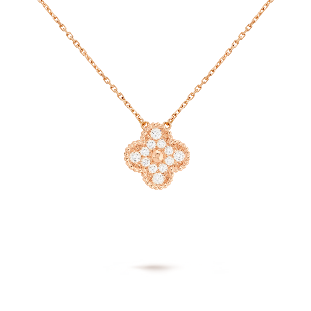 FORTUNE CLOVER NECKLACE | CUBIC ZIRCONIA/ROSE GOLD