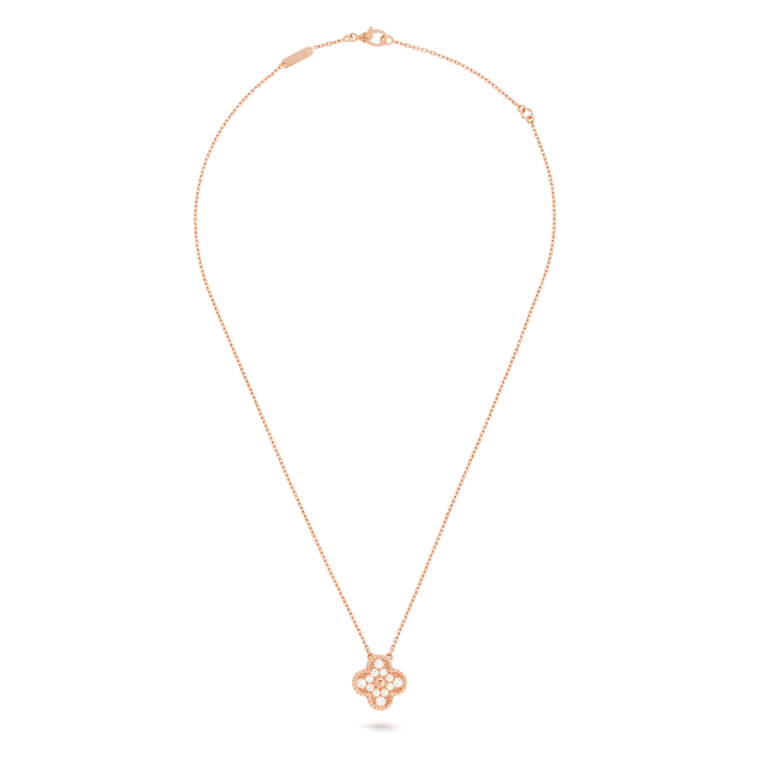 FORTUNE CLOVER NECKLACE | CUBIC ZIRCONIA/ROSE GOLD