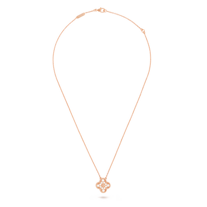 FORTUNE CLOVER NECKLACE | CUBIC ZIRCONIA/ROSE GOLD