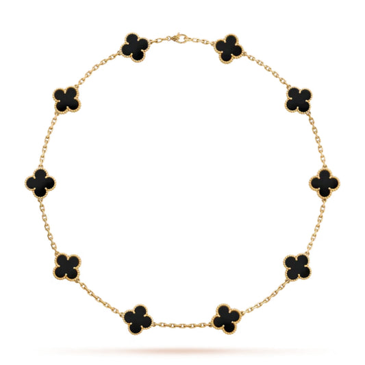 FLORAL CLOVER NECKLACE 10 MOTIFS - BLACK