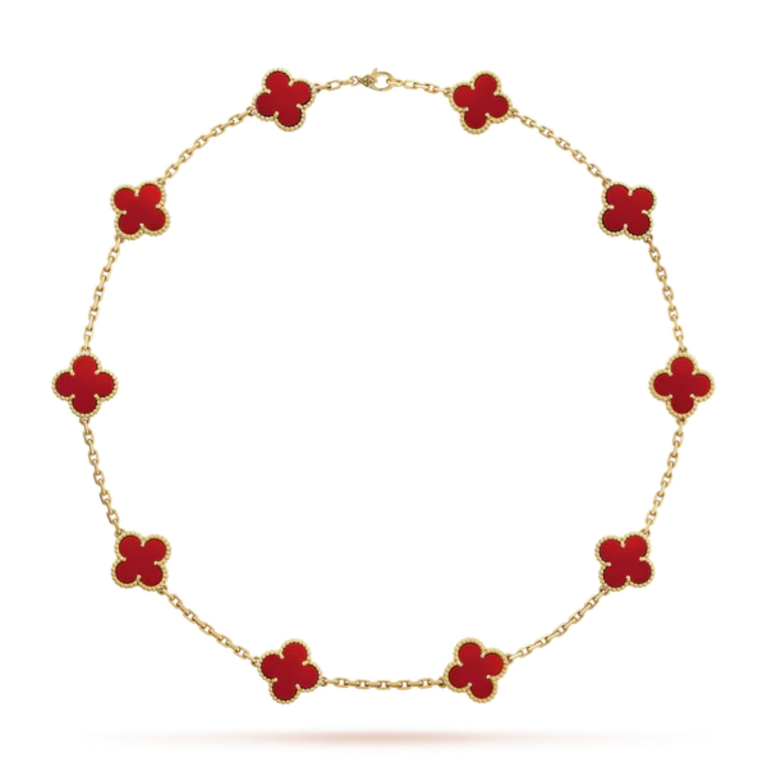 FLORAL CLOVER NECKLACE 10 MOTIFS - RED