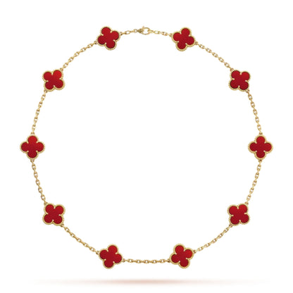 FLORAL CLOVER NECKLACE 10 MOTIFS - RED