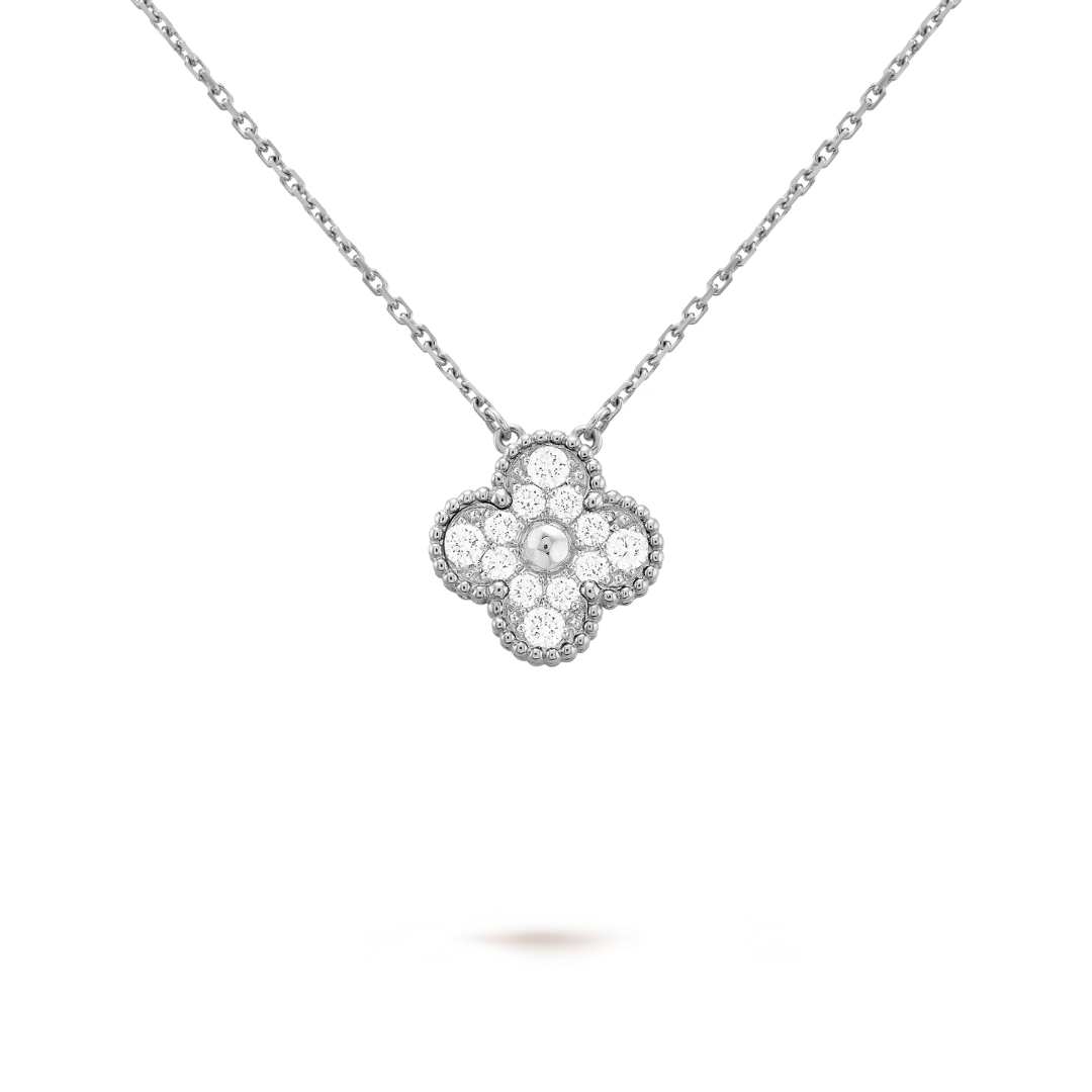 FORTUNE CLOVER NECKLACE | CUBIC ZIRCONIA/SILVER