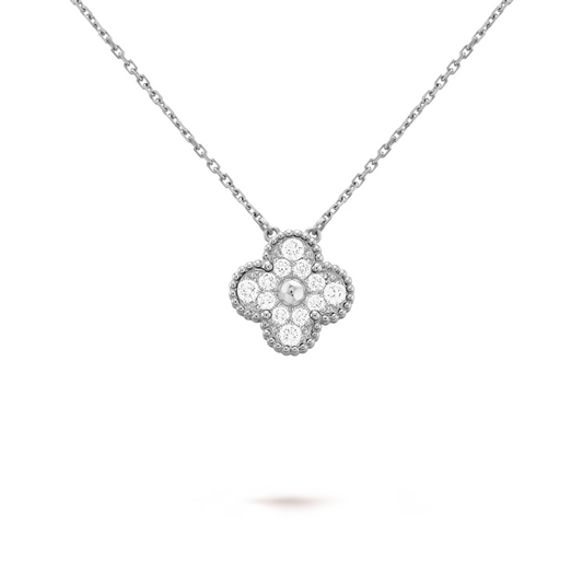 FORTUNE CLOVER NECKLACE | CUBIC ZIRCONIA/SILVER