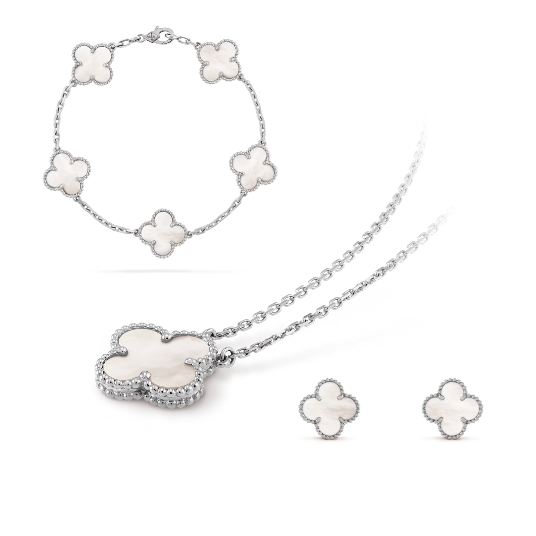 CELESTE CLOVER SET | WHITE/SILVER