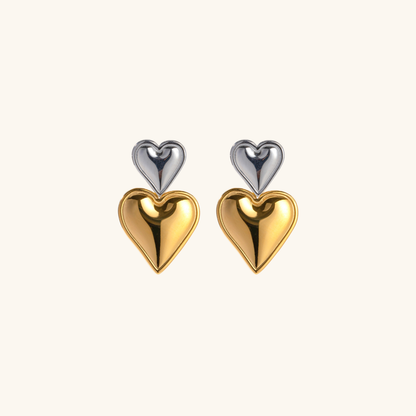 Zofia Dual-Tone Heart Earrings