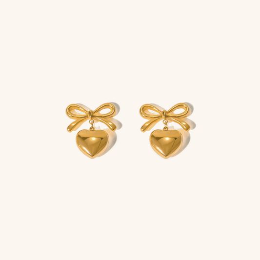 Rowanne French Knot Gold Heart Earrings