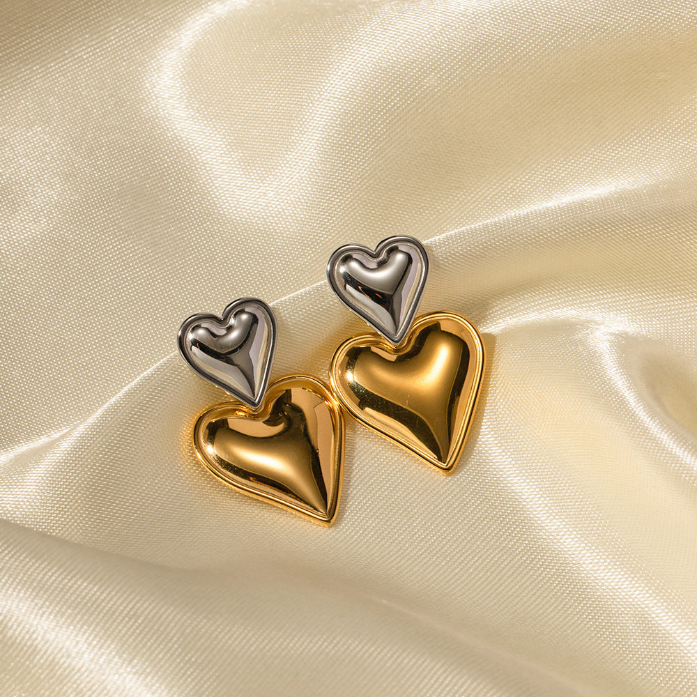 Zofia Dual-Tone Heart Earrings