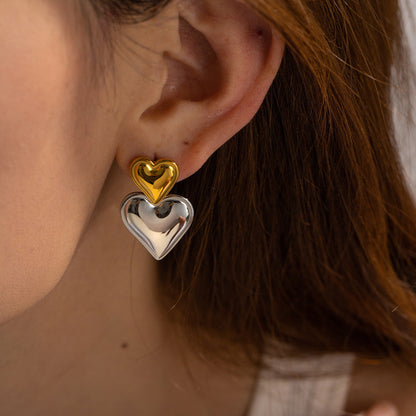 Zofia Dual-Tone Heart Earrings