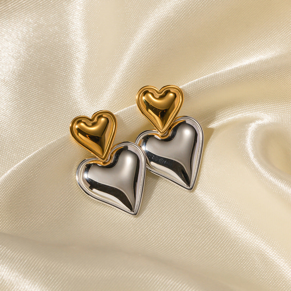 Zofia Dual-Tone Heart Earrings