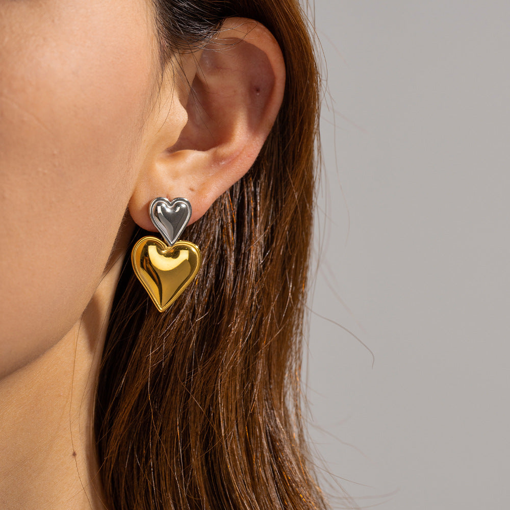 Zofia Dual-Tone Heart Earrings