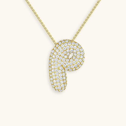 Bubble Initial Diamond Necklace