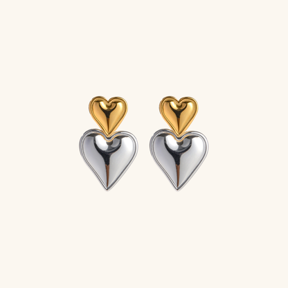 Zofia Dual-Tone Heart Earrings