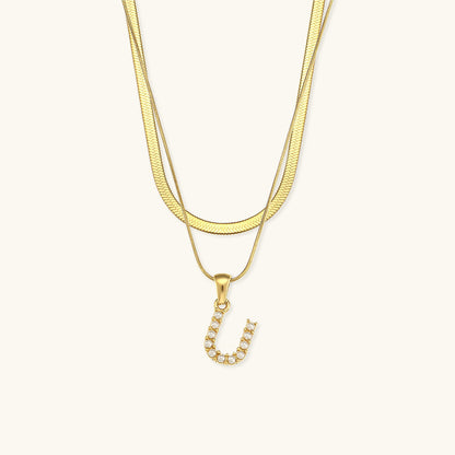 Fiona Layered Gold Initial Letter Necklace