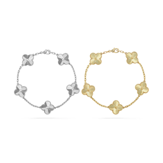 FORTUNE CLOVER BRACELET SET | SILVER + GOLD